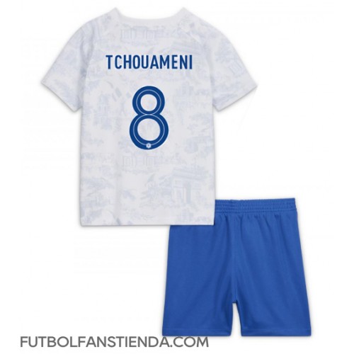 Francia Aurelien Tchouameni #8 Segunda Equipación Niños Mundial 2022 Manga Corta (+ Pantalones cortos)